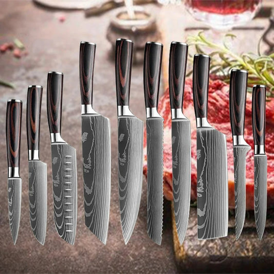 Laser Damascus Chef Knife Japanese Knife Set