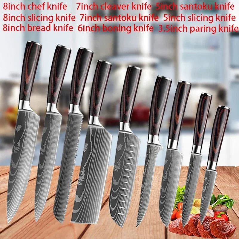 Laser Damascus Chef Knife Japanese Knife Set